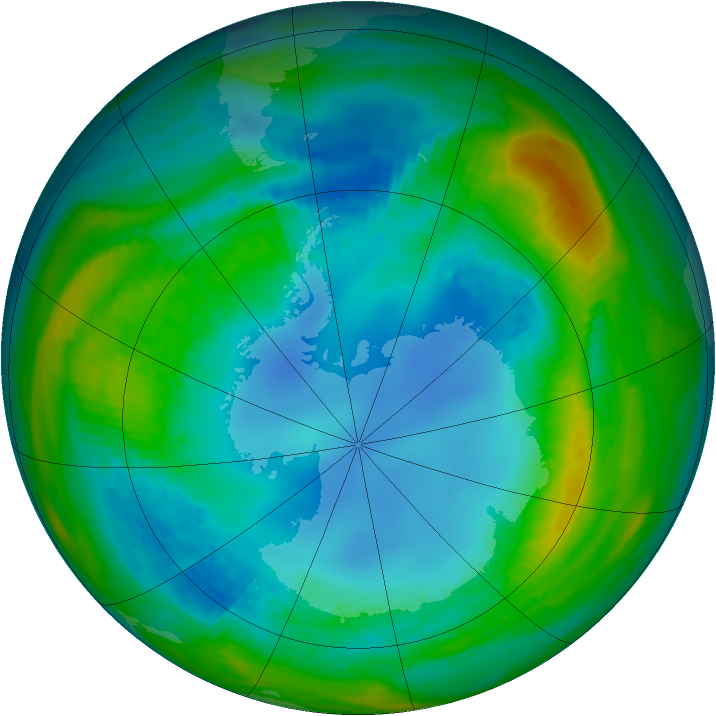 Antarctic ozone map for 09 August 1985
